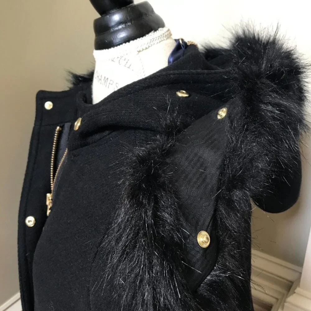 NWT JCrew Chateau Parka Jacket Coat Womens 2 Black Hooded Stadium Cloth NEW - Picture 9 of 12